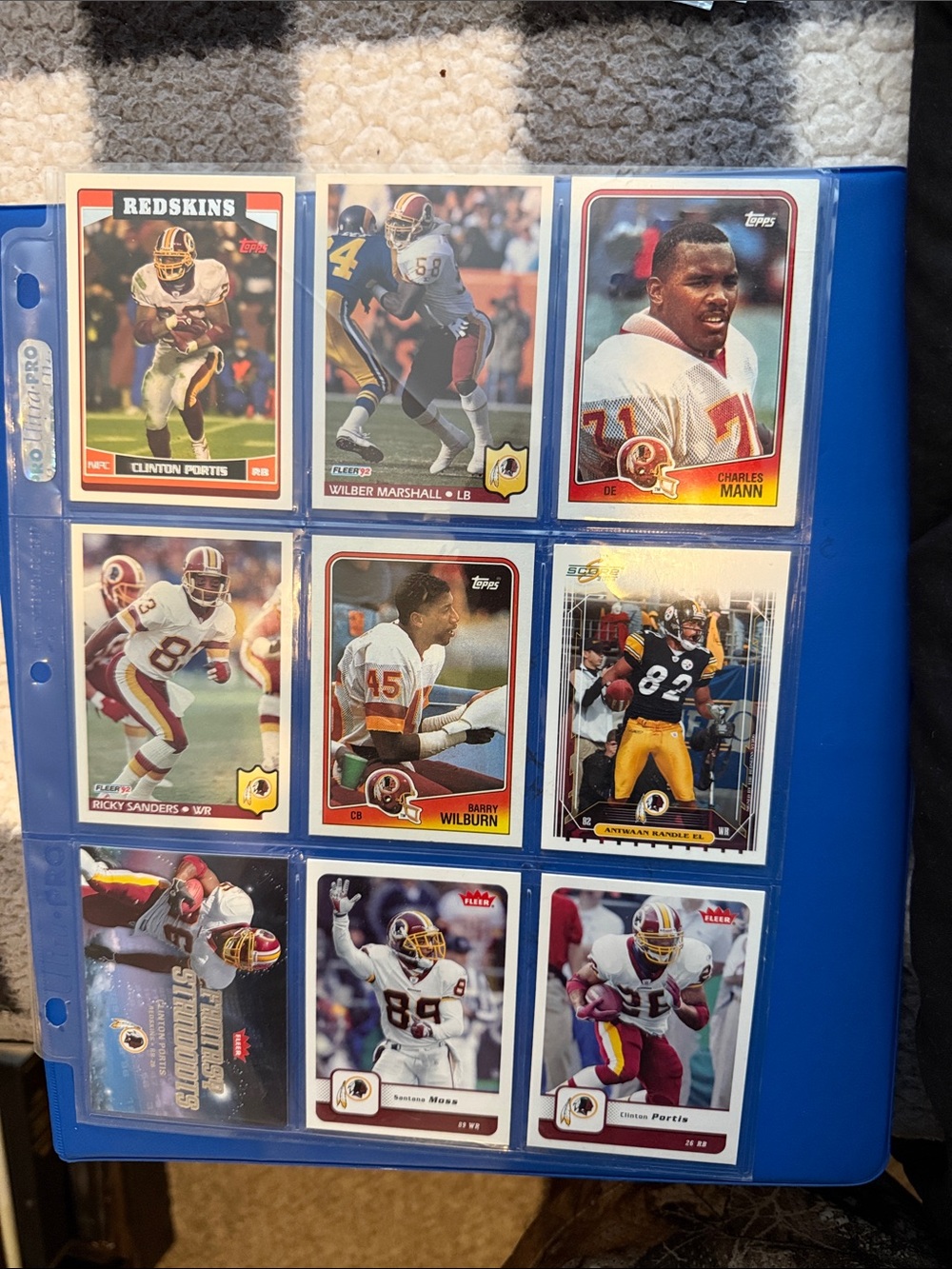 WASHINGTONREDSKINS Sports Card Binder Page - Blue Football Trading Card Sleeve